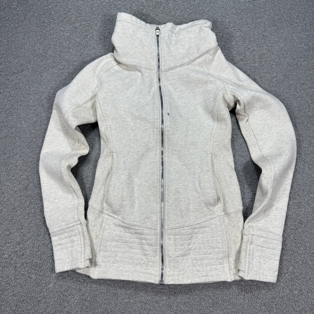 Lululemon Scuba Jacket Women's 4 Gray Funnel Neck Fleece Lined Radiant II Slim